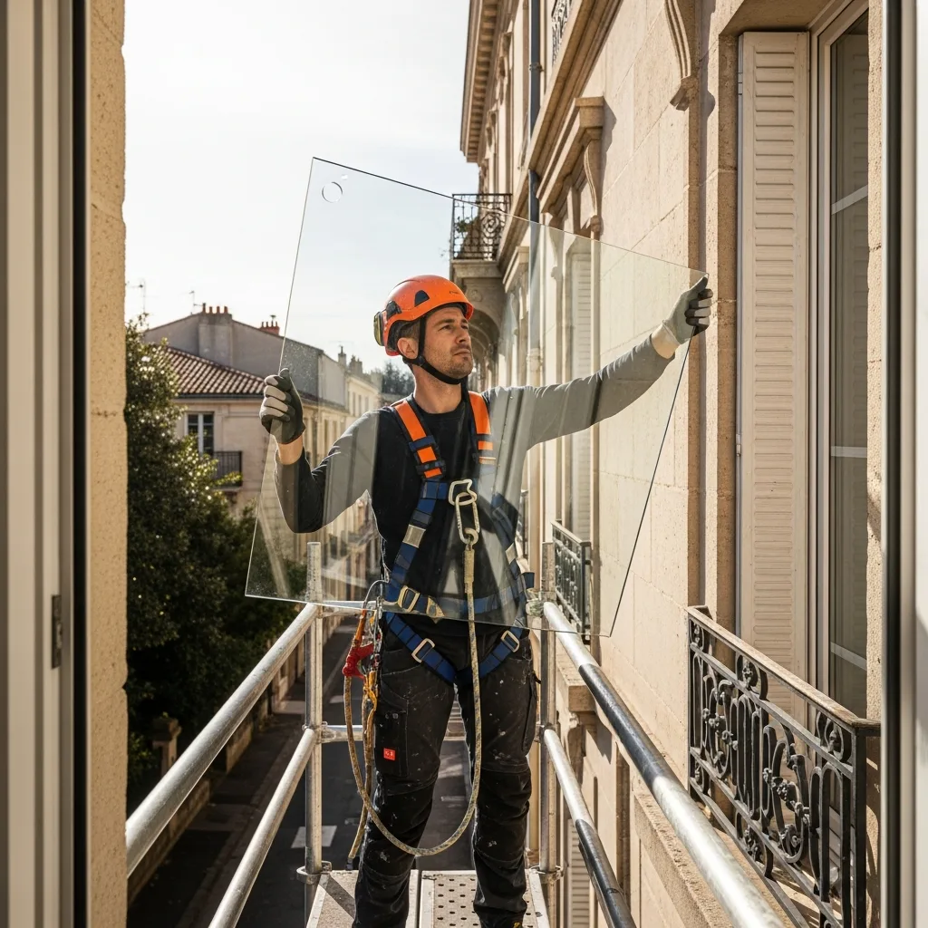 Vitrier remplaçant une vitre à Achères-la-Forêt