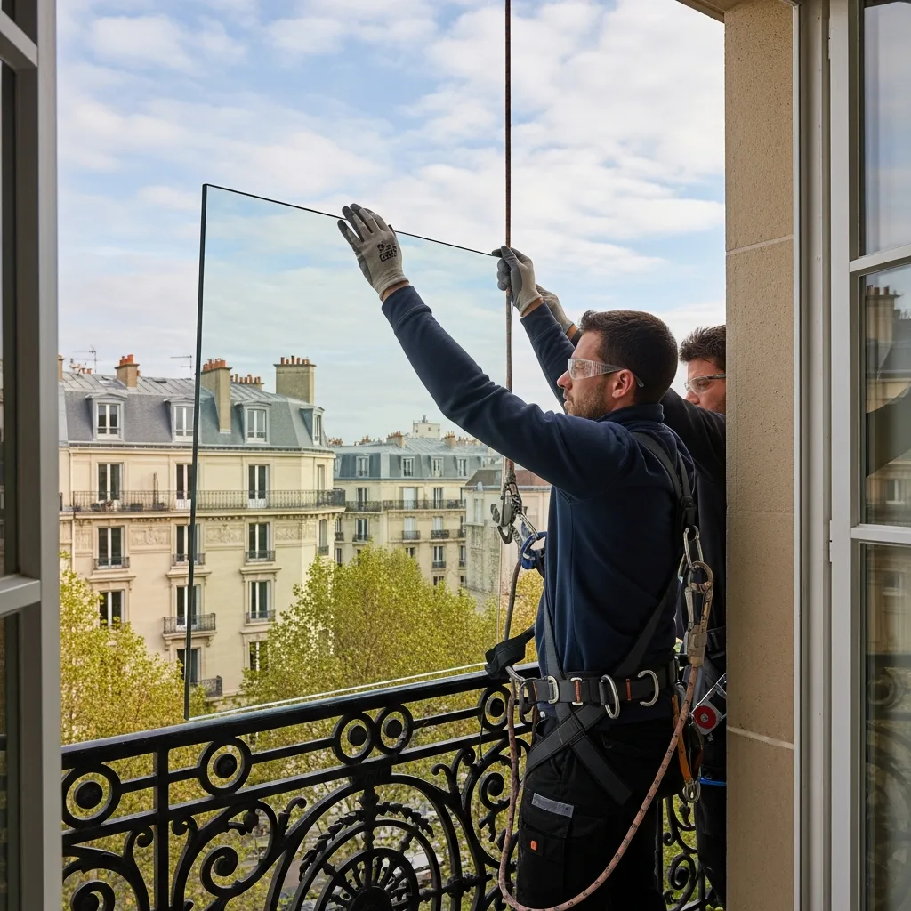 Vitrier remplaçant une vitre à Asnières-sur-Seine