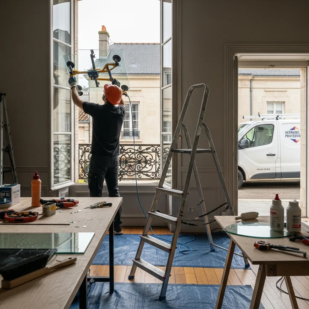 Vitrier remplaçant une vitre à Boissy-l'Aillerie