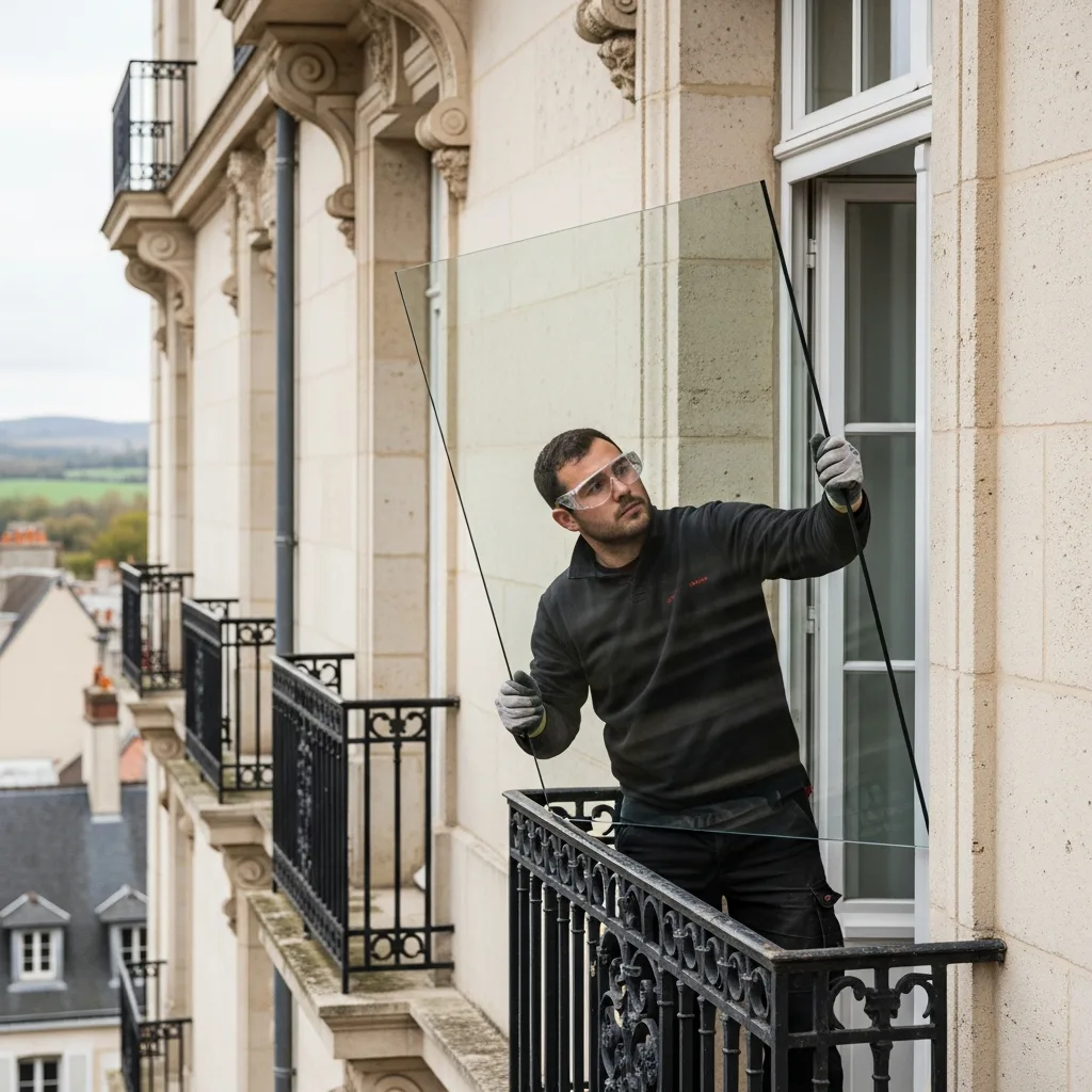 Vitrier remplaçant une vitre à Boissy-le-Châtel