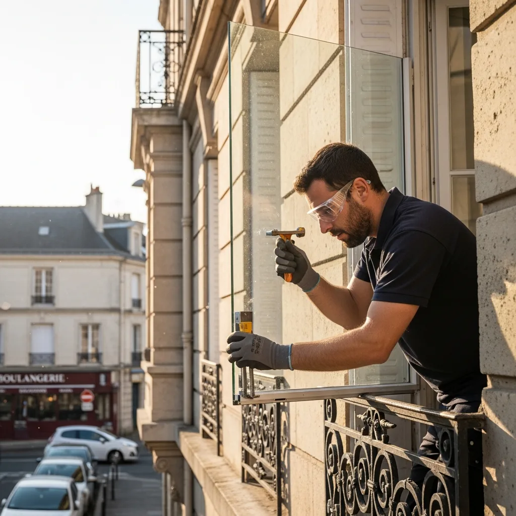 Vitrier remplaçant une vitre à Boissy-le-Cutté