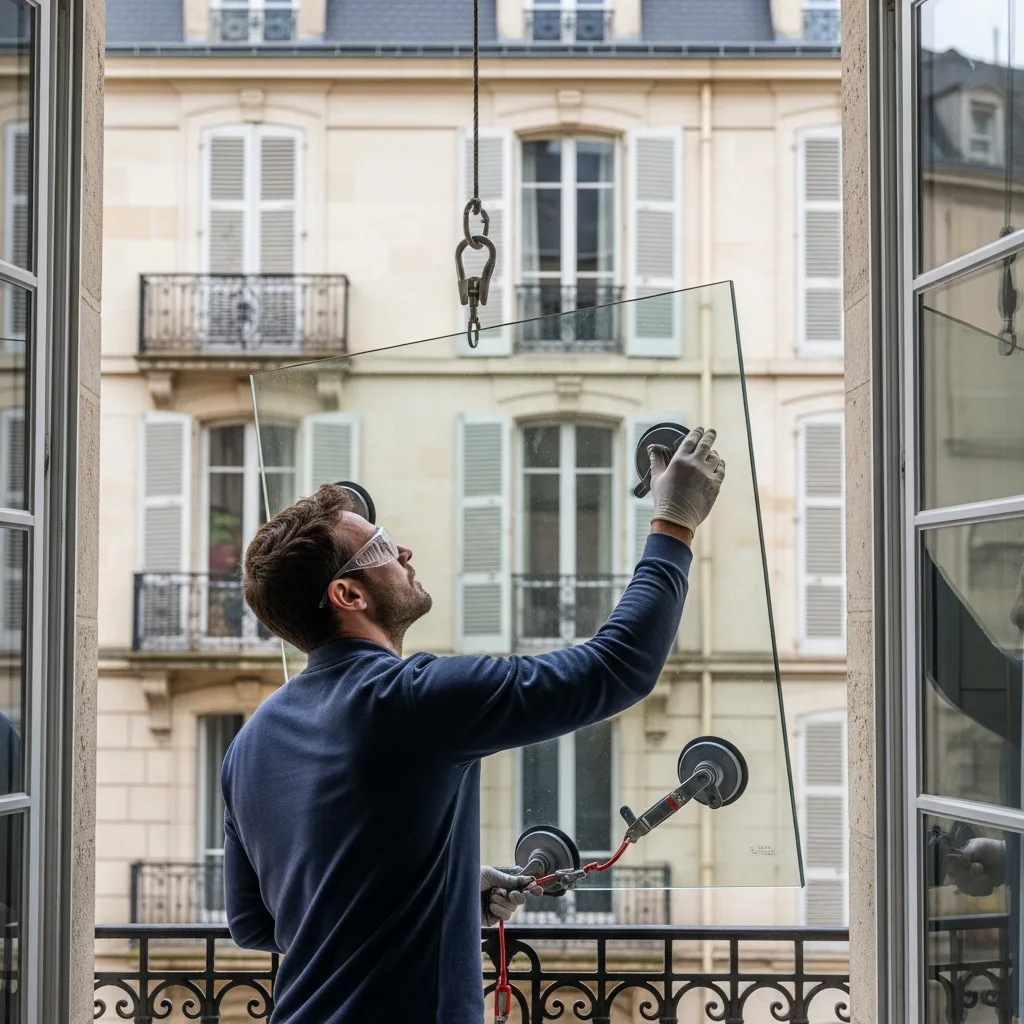Vitrier remplaçant une vitre à Brie-Comte-Robert