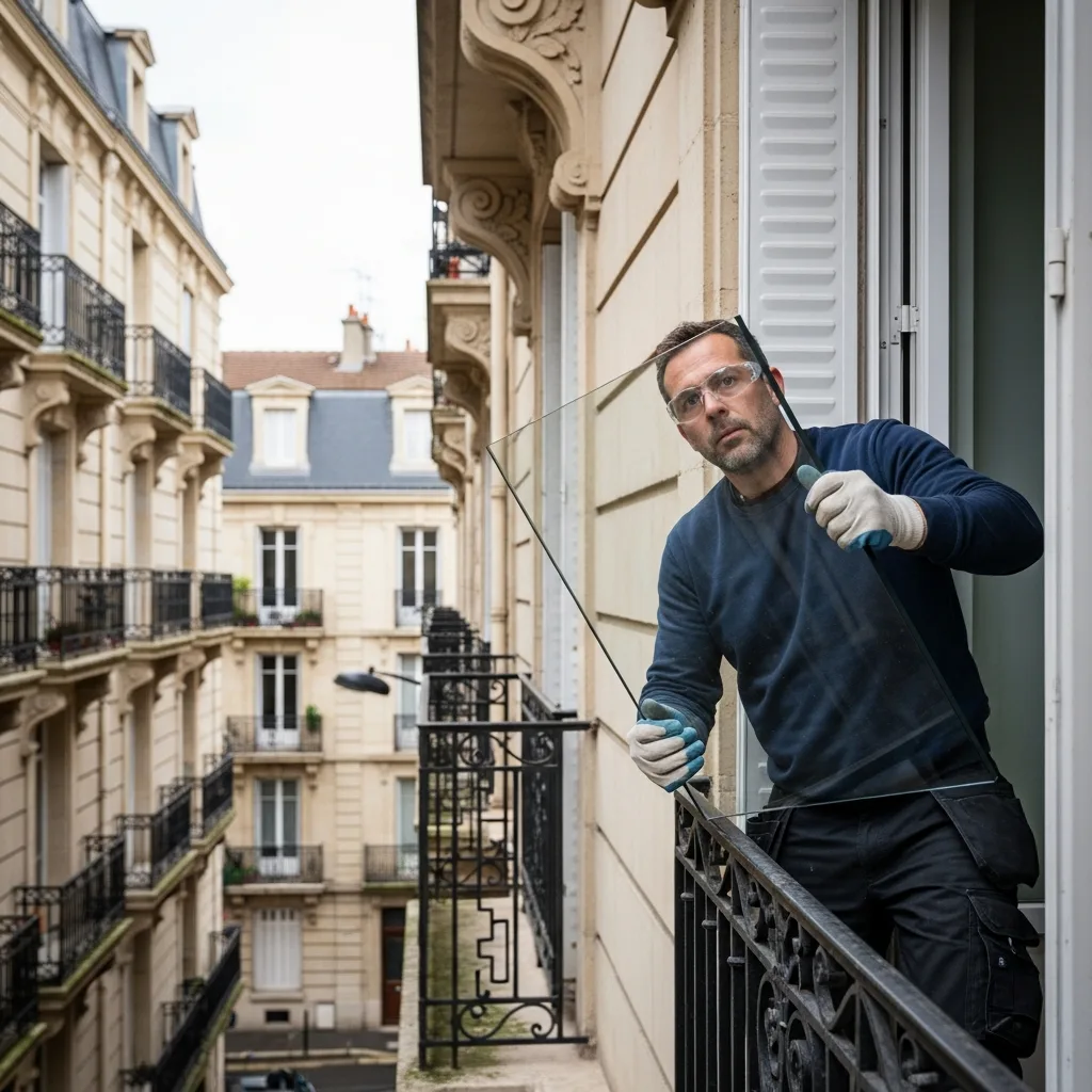 Vitrier remplaçant une vitre à Bruyères-sur-Oise
