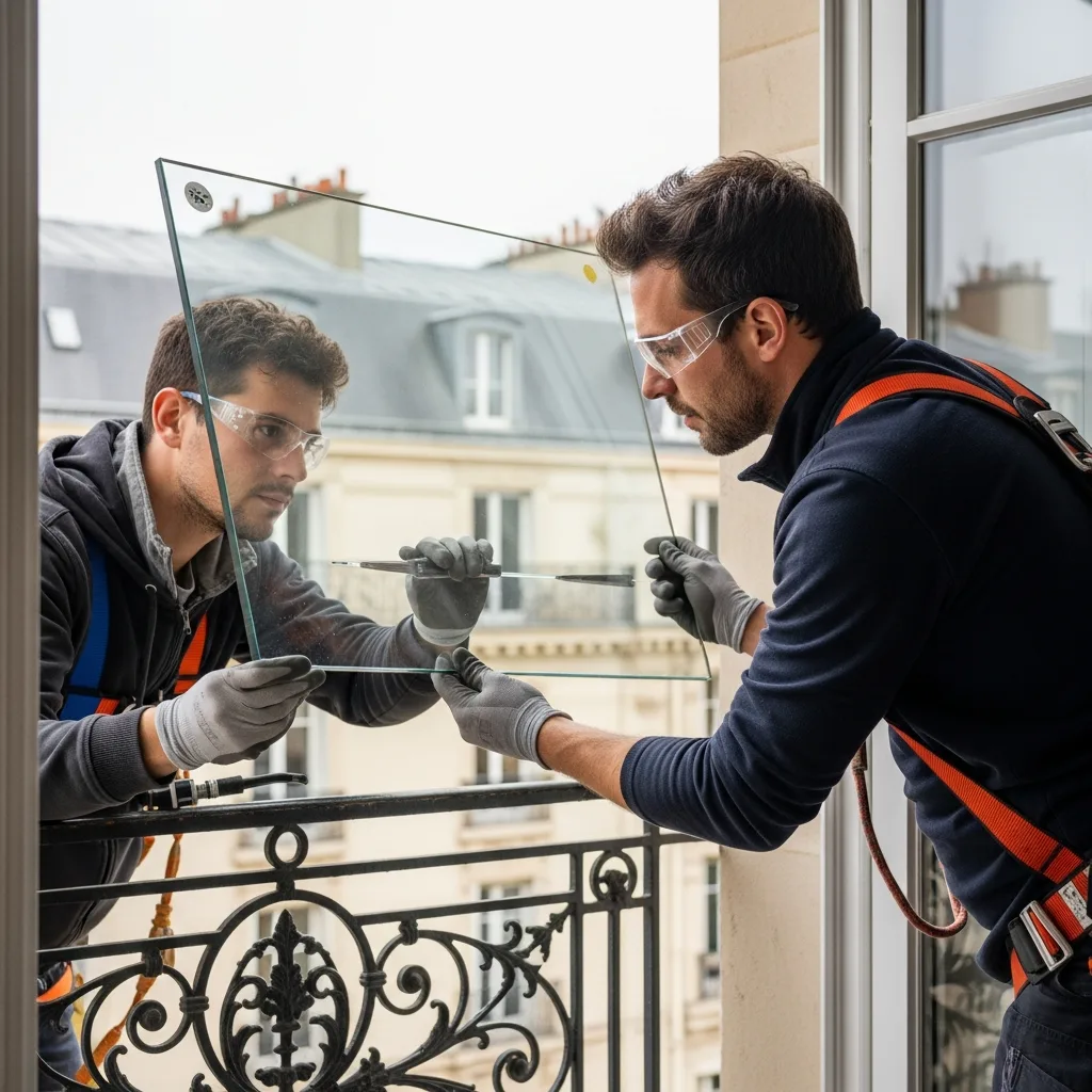 Vitrier remplaçant une vitre à Bures-sur-Yvette
