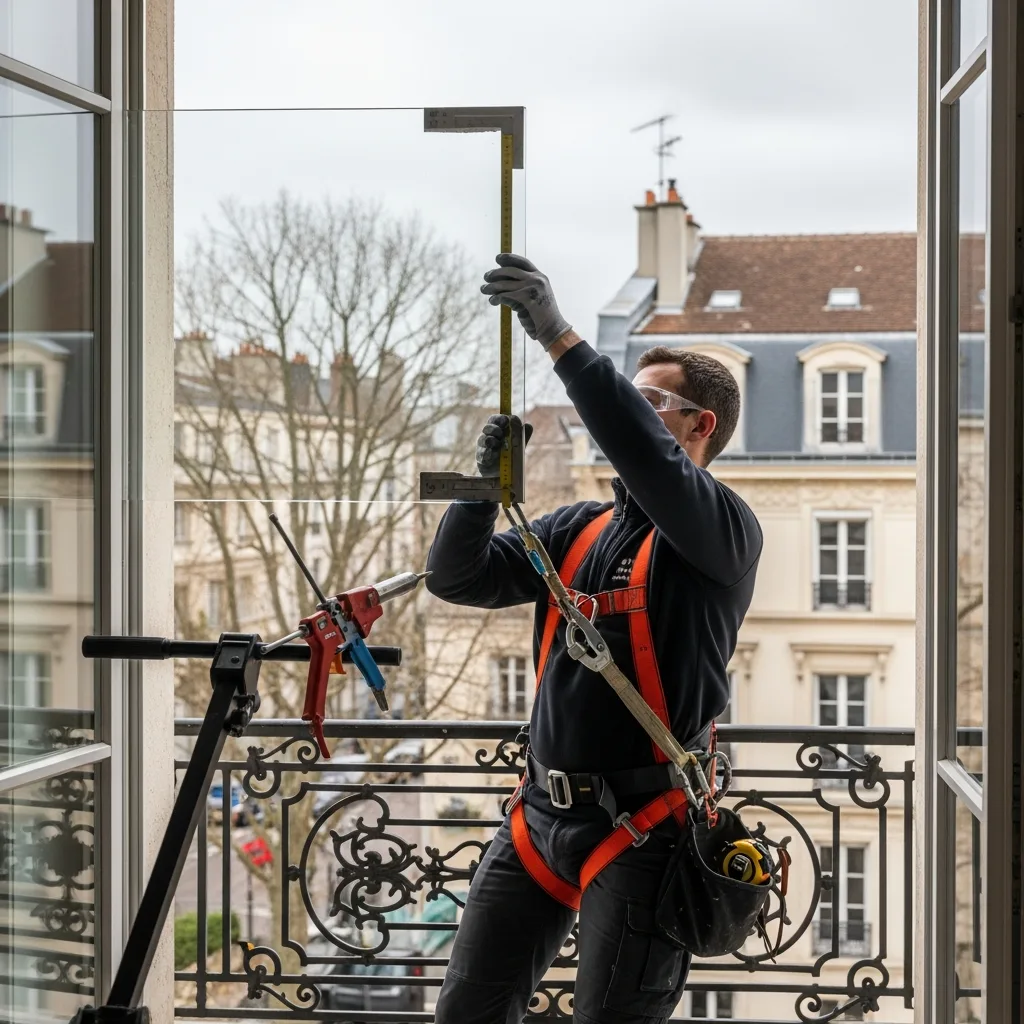 Vitrier remplaçant une vitre à Champigny-sur-Marne