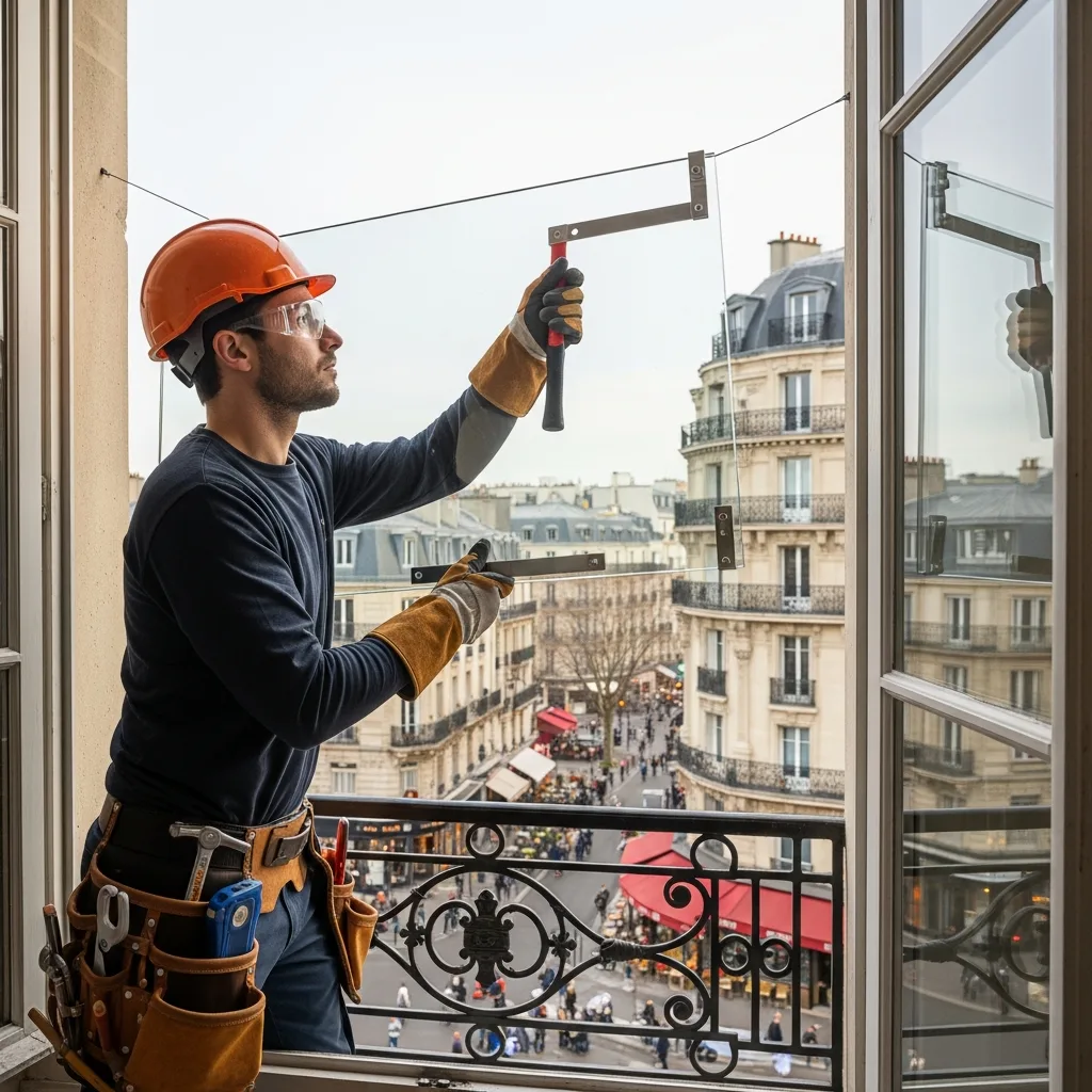 Vitrier remplaçant une vitre à Chilly-Mazarin