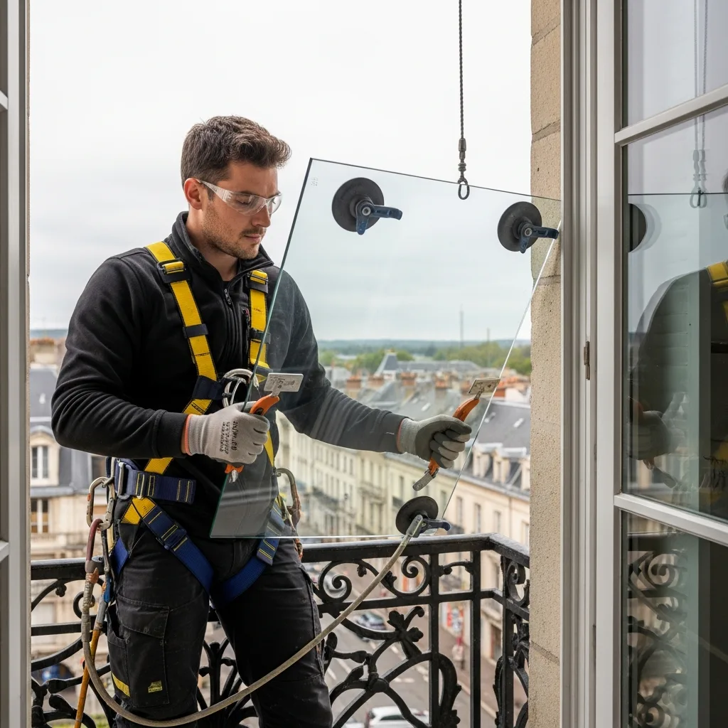 Vitrier remplaçant une vitre à Conflans-Sainte-Honorine