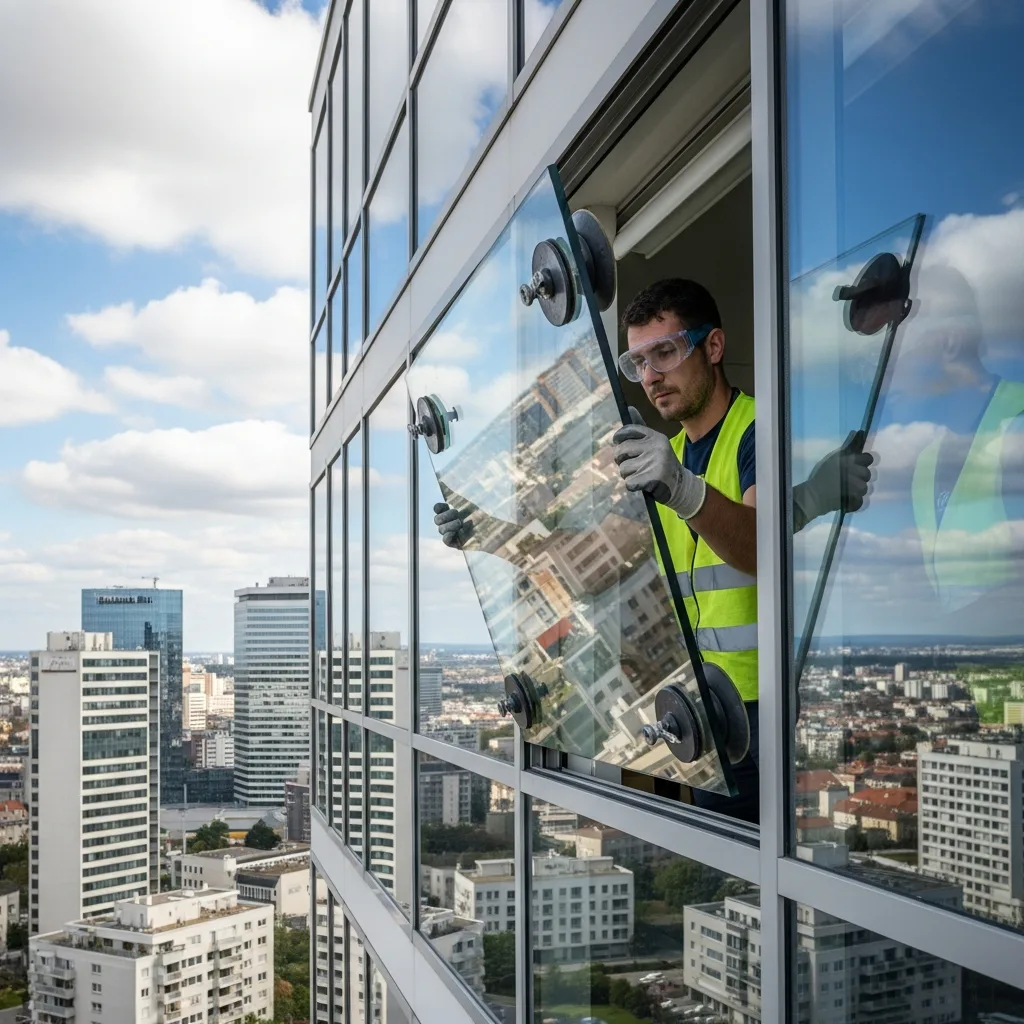 Vitrier remplaçant une vitre à Courbevoie