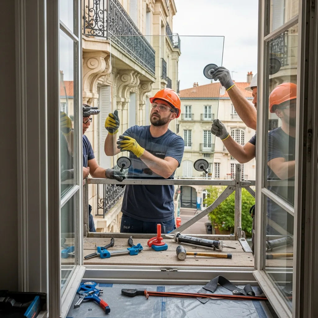 Vitrier remplaçant une vitre à Croissy-Beaubourg