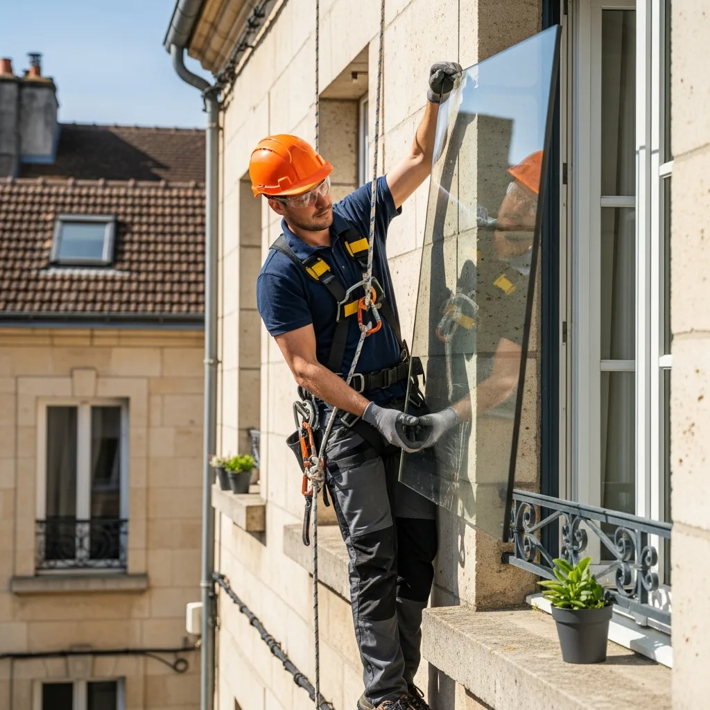 Vitrier remplaçant une vitre à Crouy-sur-Ourcq