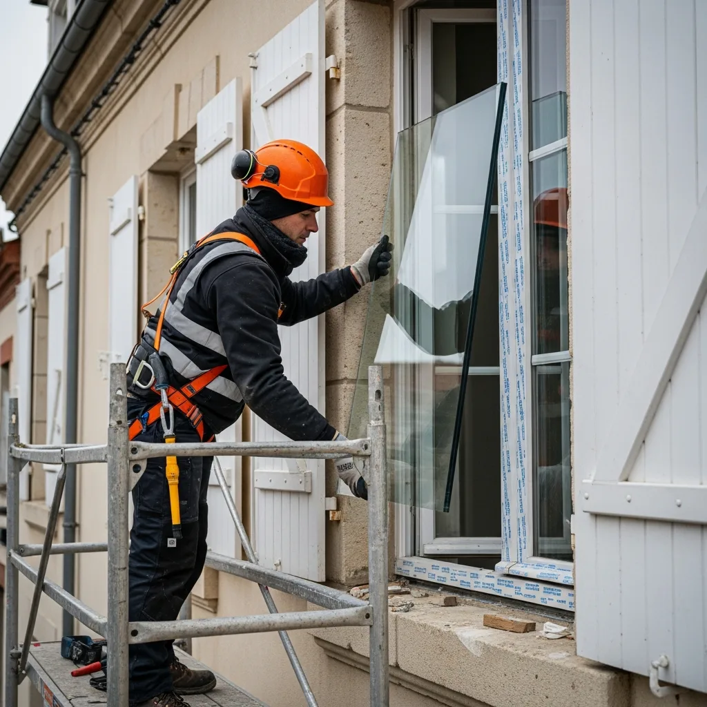 Vitrier remplaçant une vitre à Janville-sur-Juine
