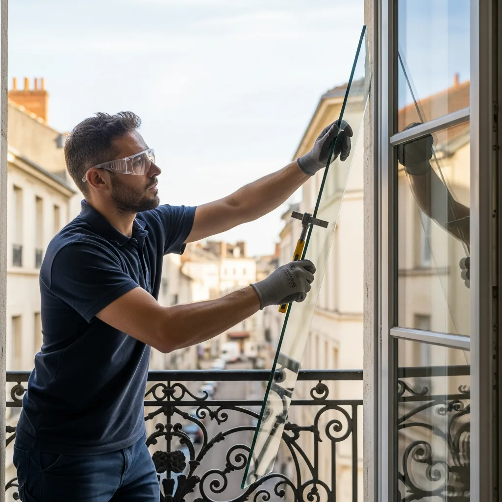 Vitrier remplaçant une vitre à Les Alluets-le-Roi