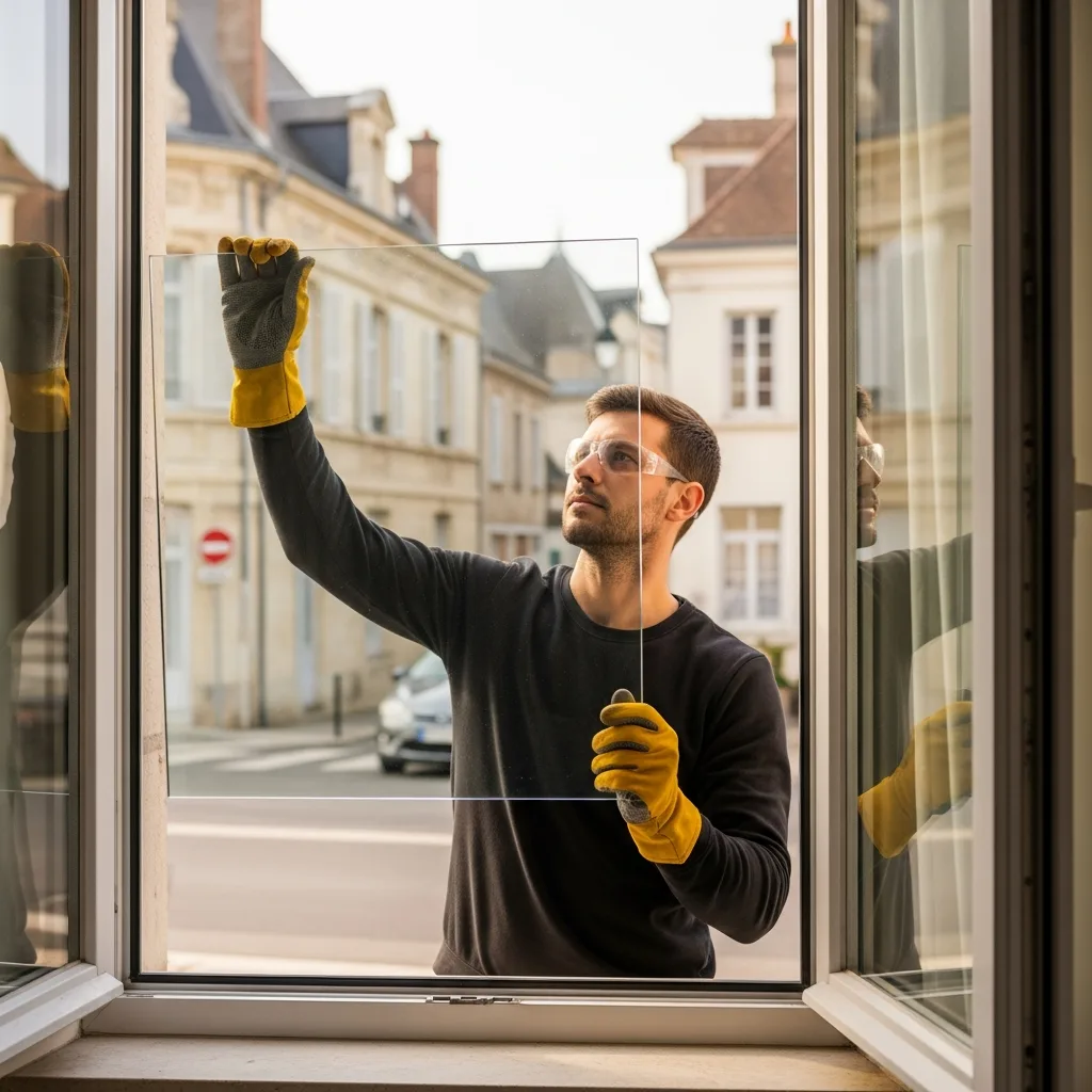 Vitrier remplaçant une vitre à Longpont-sur-Orge