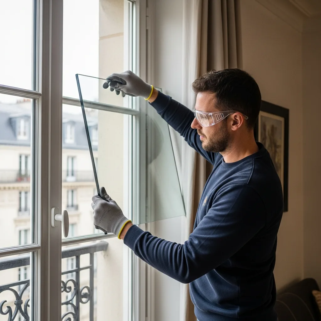 Vitrier remplaçant une vitre à Maisons-Alfort