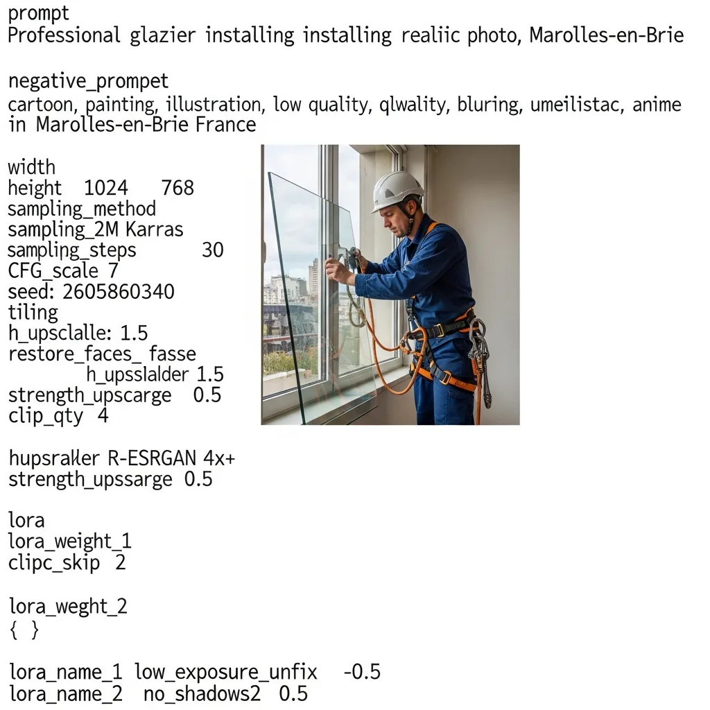 Vitrier remplaçant une vitre à Marolles-en-Brie