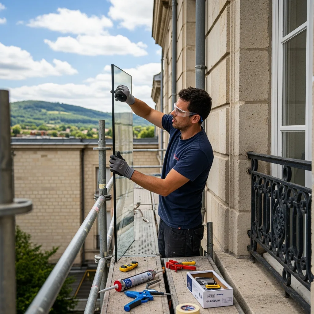 Vitrier remplaçant une vitre à Moussy-le-Vieux