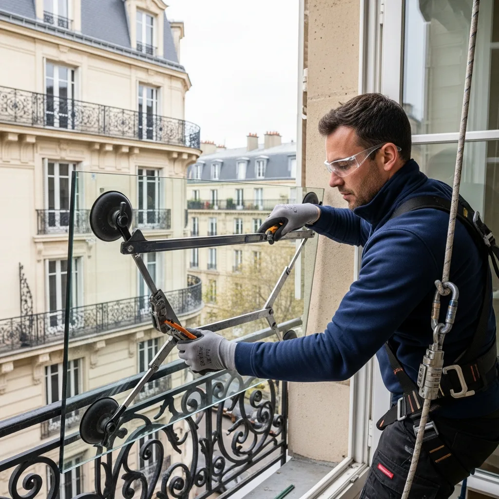Vitrier remplaçant une vitre à Neuilly-sur-Marne