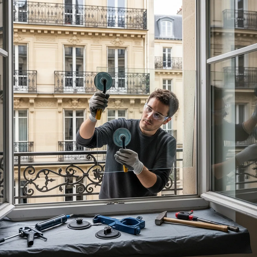Vitrier remplaçant une vitre à Paris 14ème