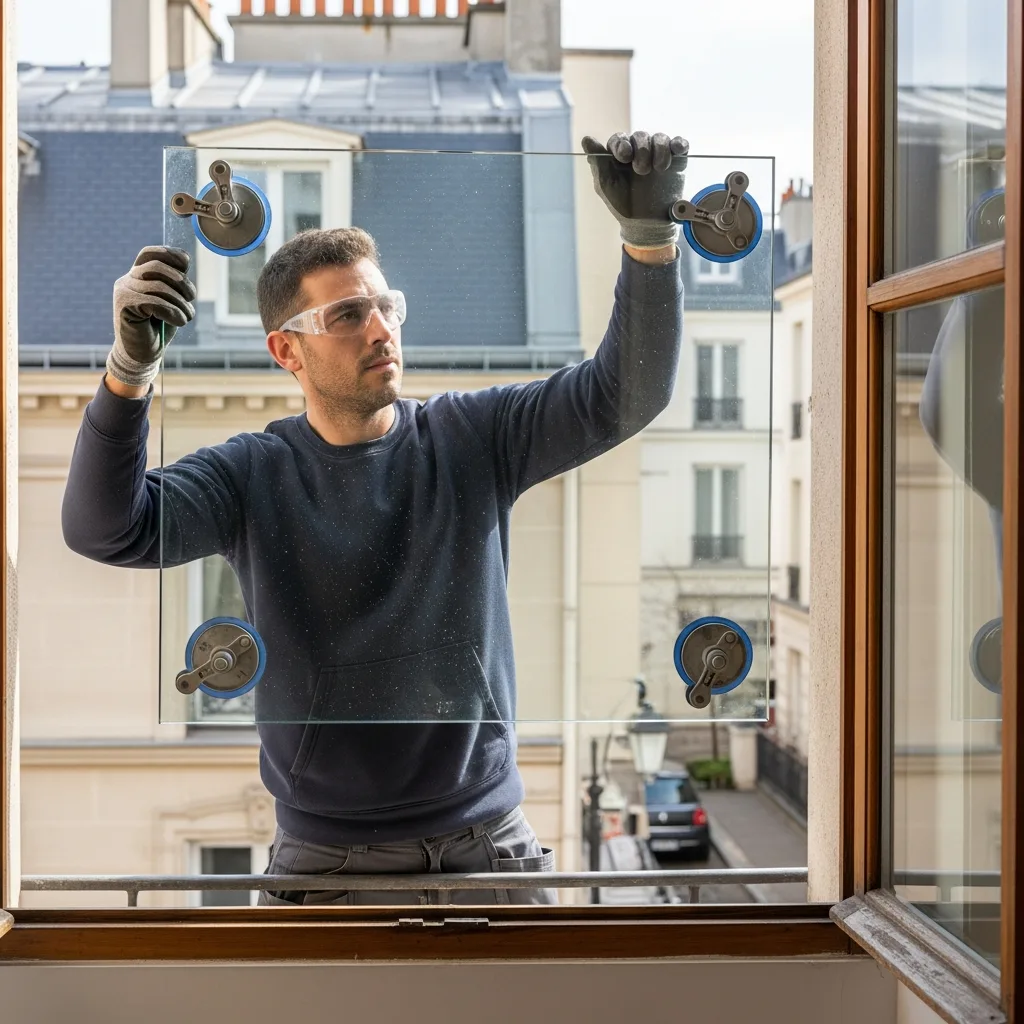 Vitrier remplaçant une vitre à Paris 3ème