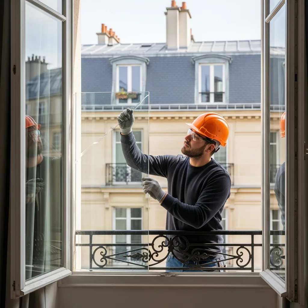 Vitrier remplaçant une vitre à Paris 9ème