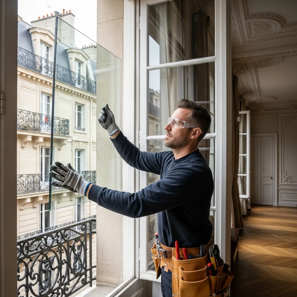 Vitrier remplaçant une vitre à Saint-Brice-sous-Forêt