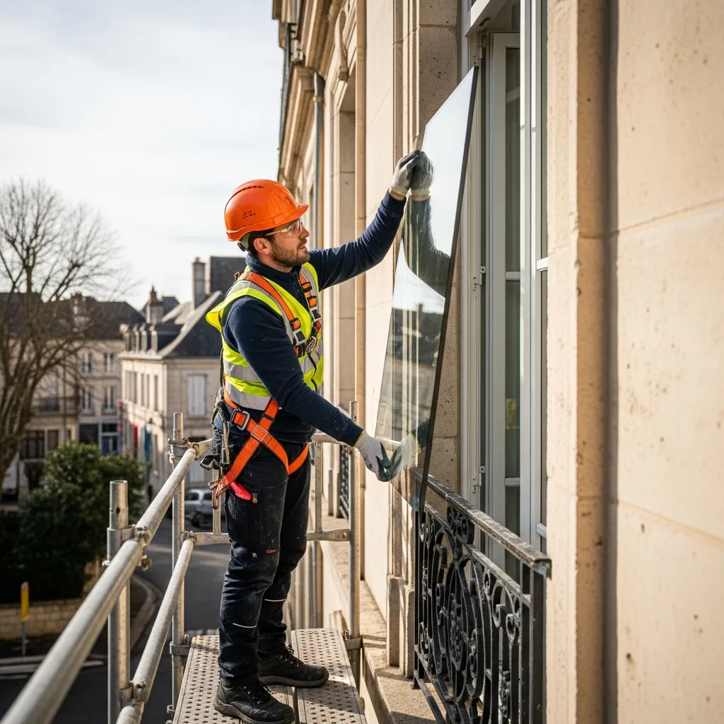 Vitrier remplaçant une vitre à Saint-Germain-lès-Corbeil