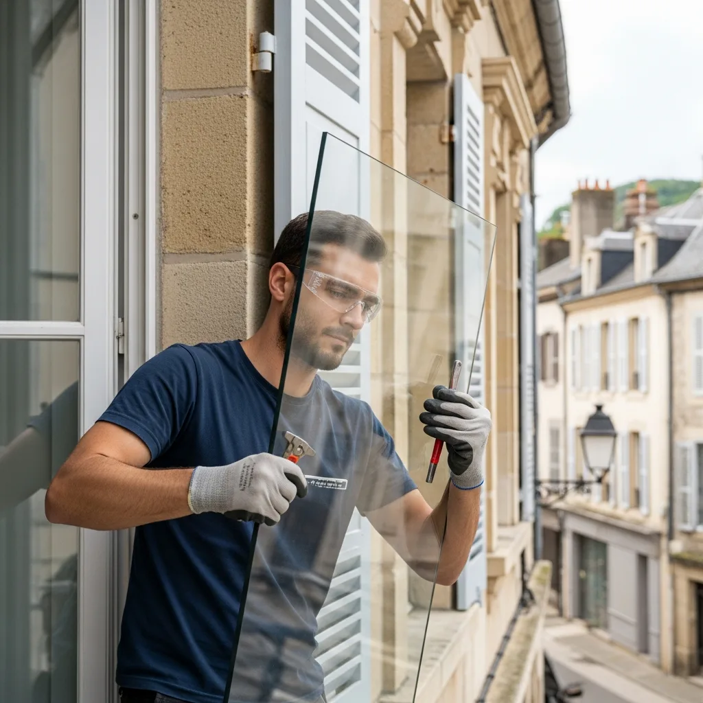 Vitrier remplaçant une vitre à Saint-Nom-la-Bretèche