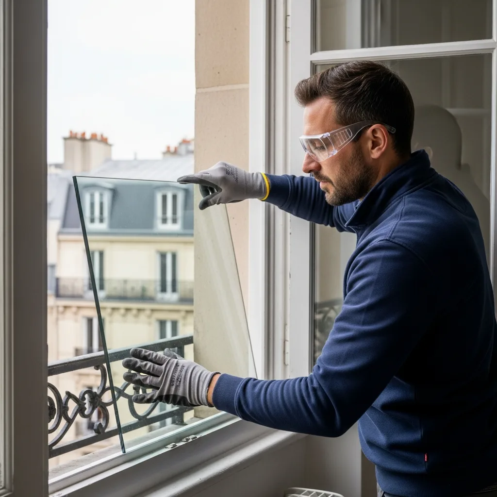 Vitrier remplaçant une vitre à Savigny-sur-Orge