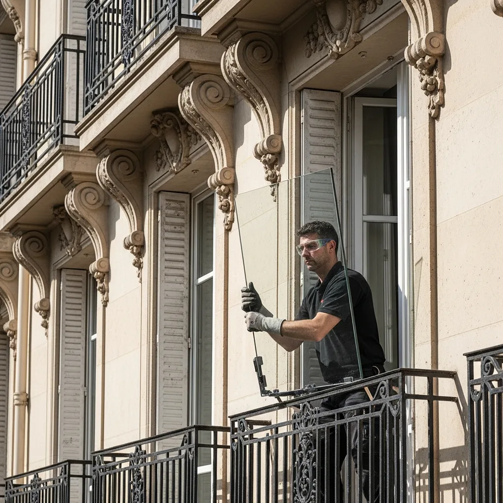 Vitrier remplaçant une vitre à Vernou-la-Celle-sur-Seine