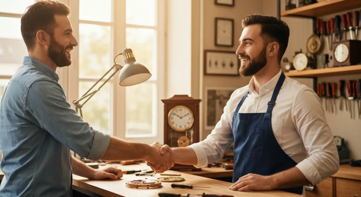 Client satisfait avec un artisan professionnel